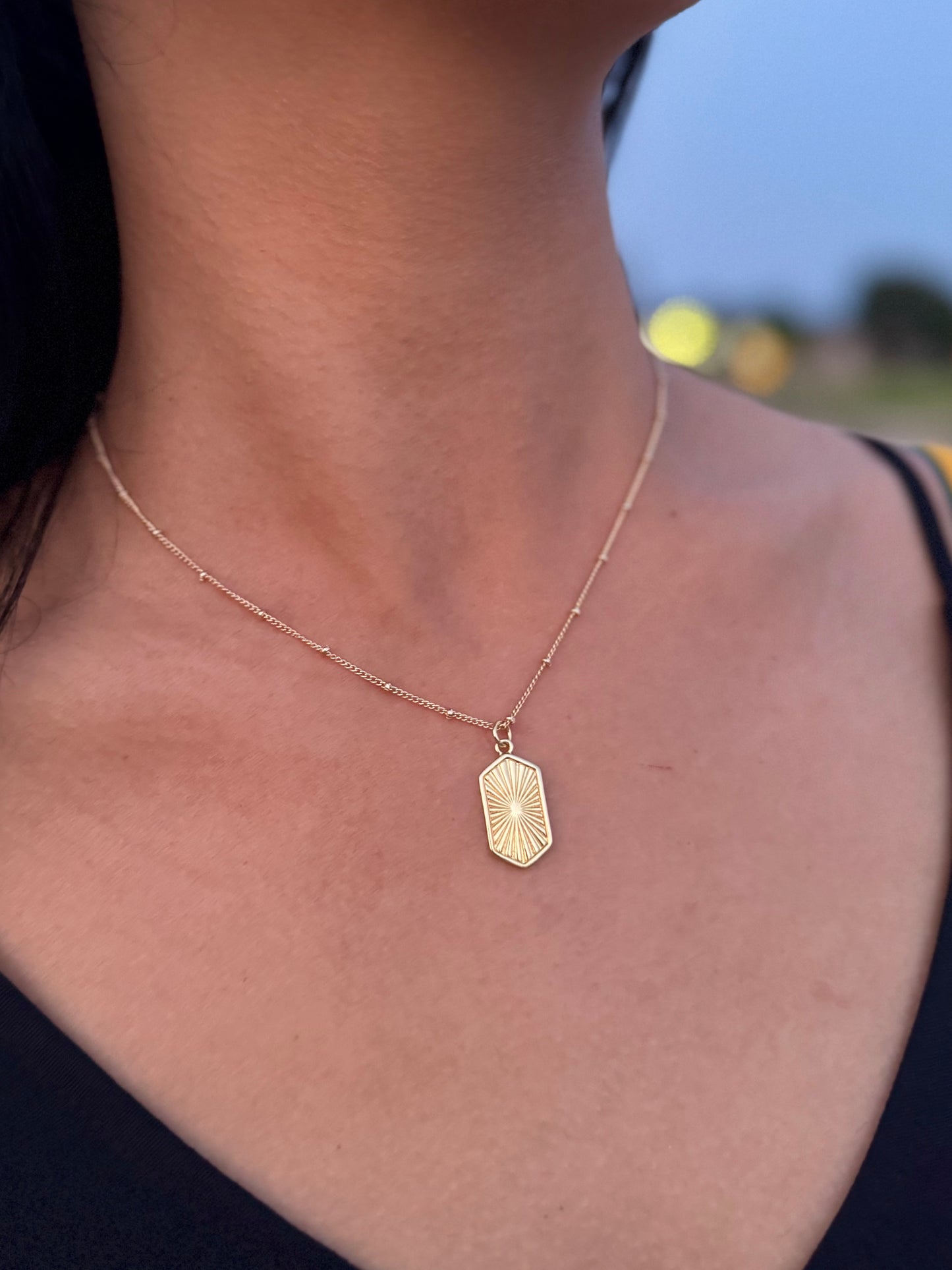 Gold Ocean Charm Necklace