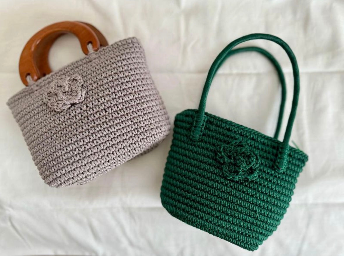 Gray and Green Crochet Mini Bag | Mutiara Heritage