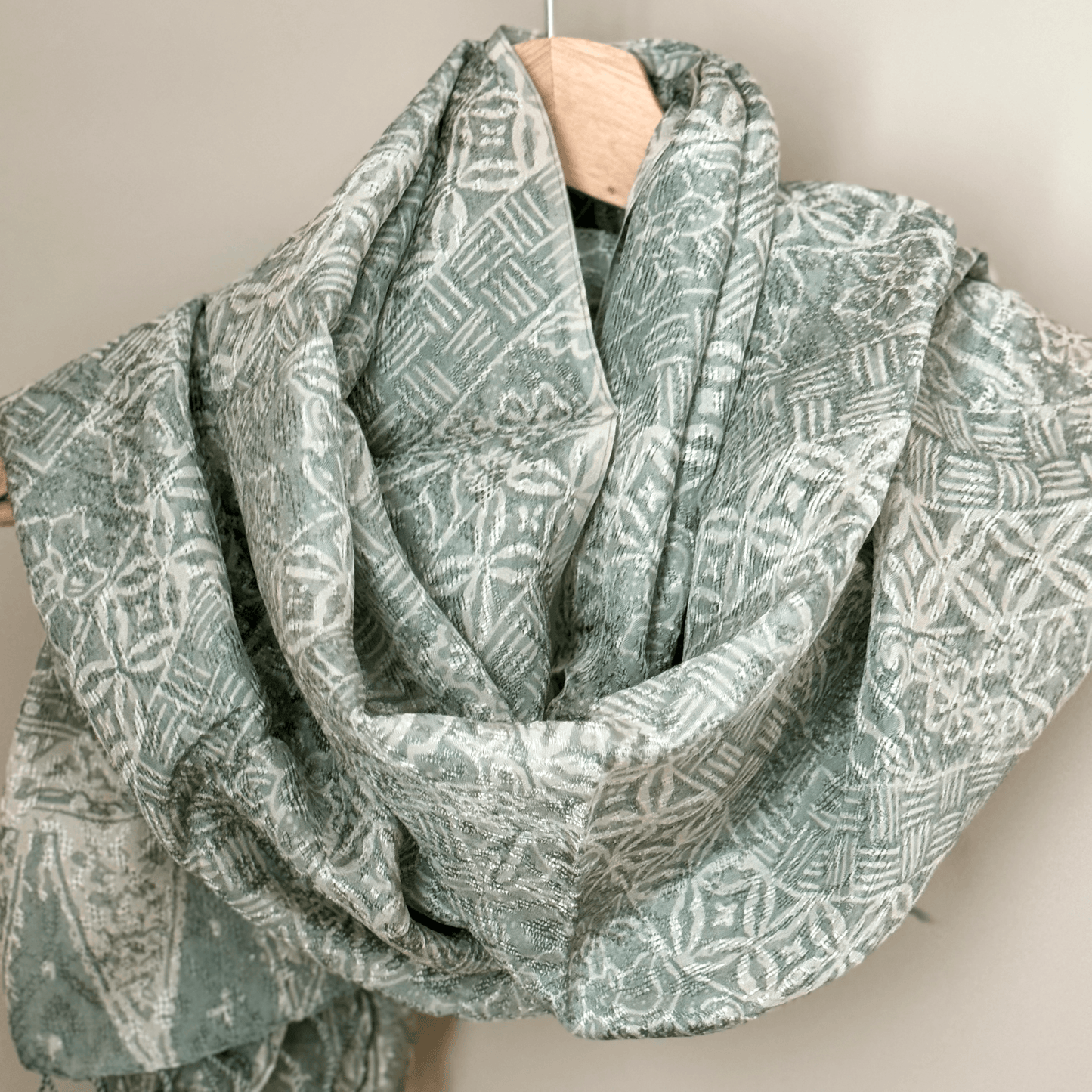 Green Batik Patterned Visocse scarf - Mutiara Heritage