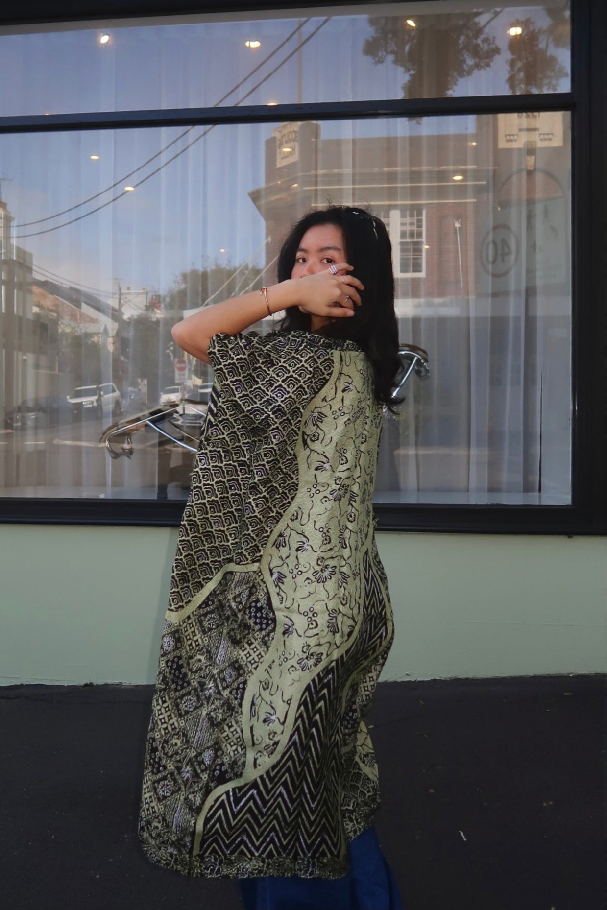 Viscose Short-Sleeve Maxi Kimono