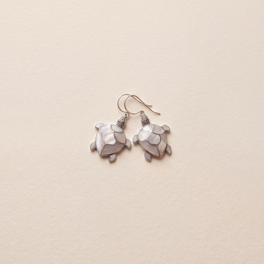 Pair of earrings on a beige background