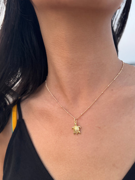 Gold Ocean Charm Necklace