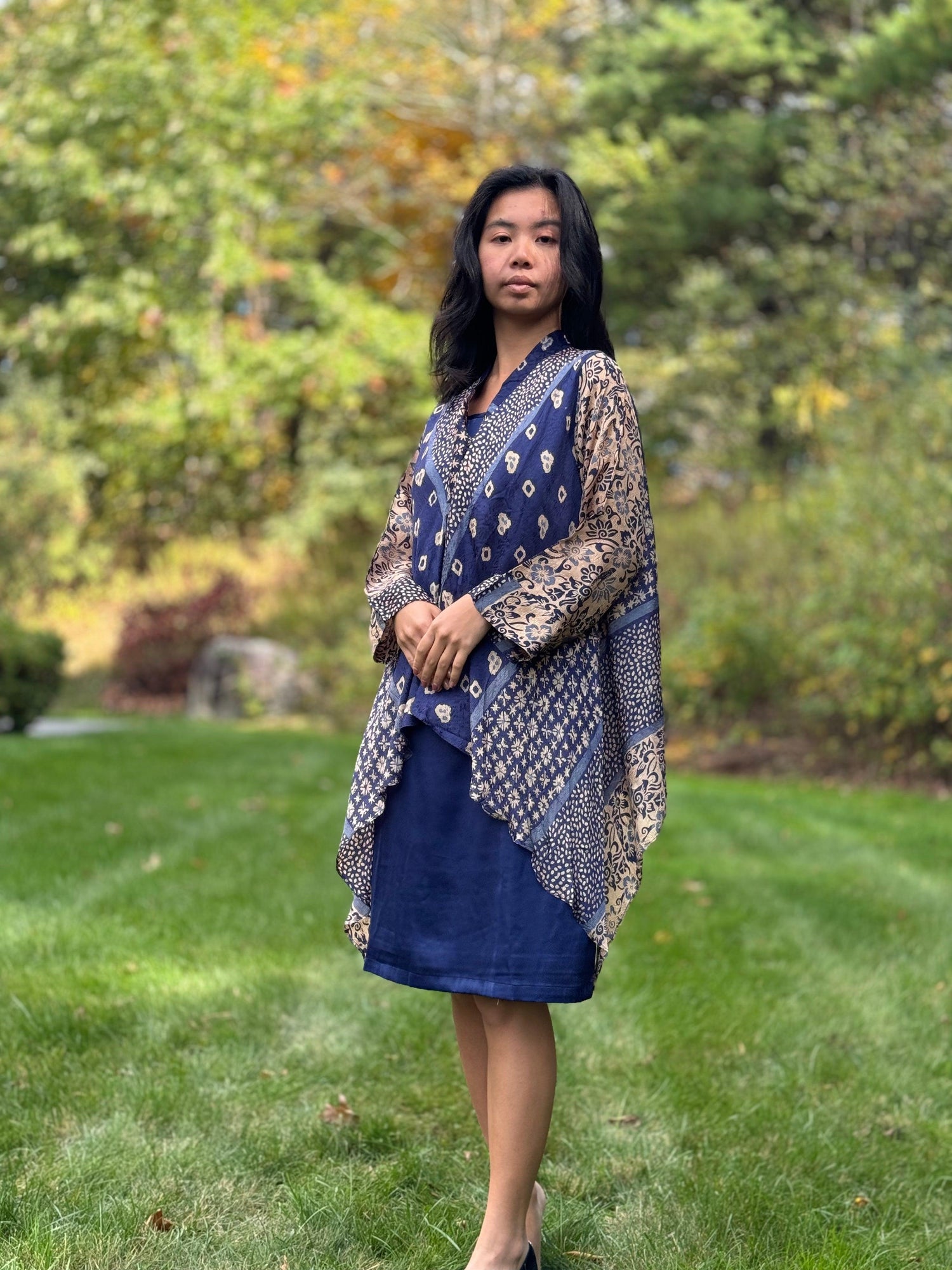Image of "Azure" Blue Dress Set Front Profile - Mutiara Heritage