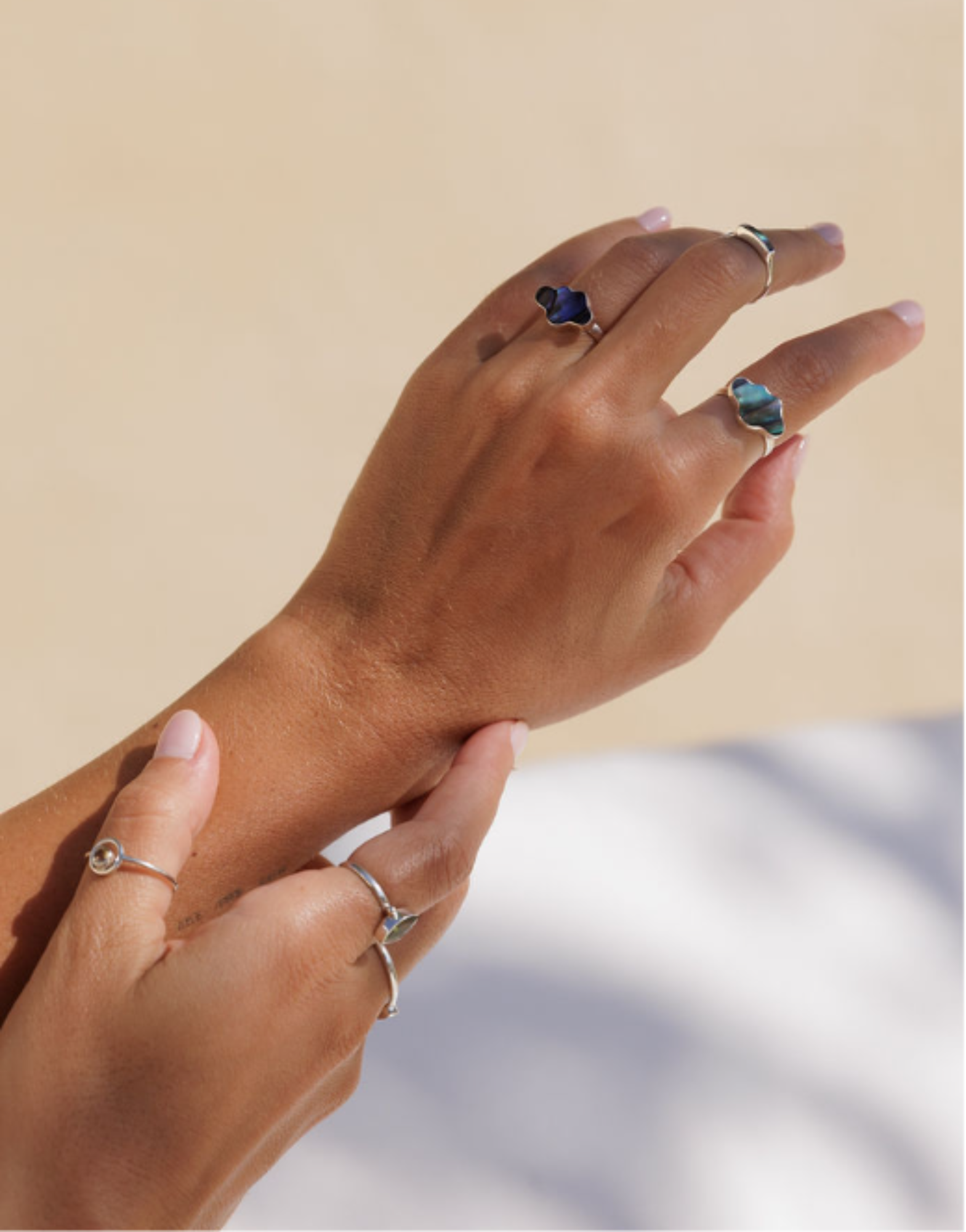 Model wearing double cloud ring