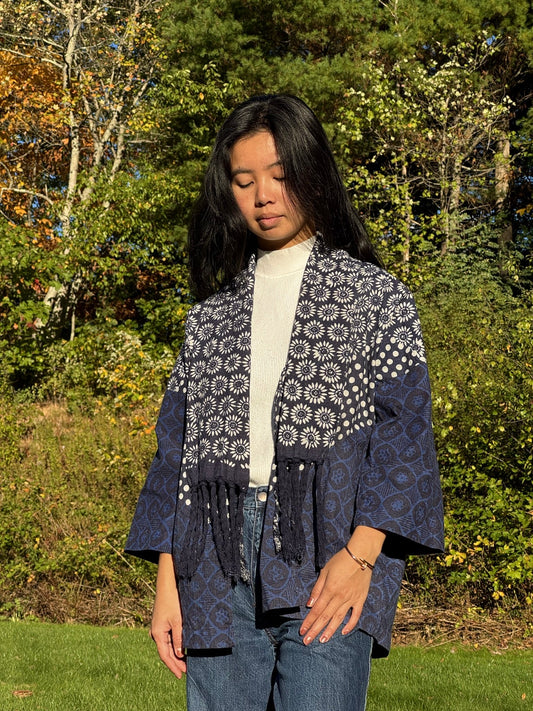 Cotton Jean Jacket with Fringe Details | Mutiara Heritage
