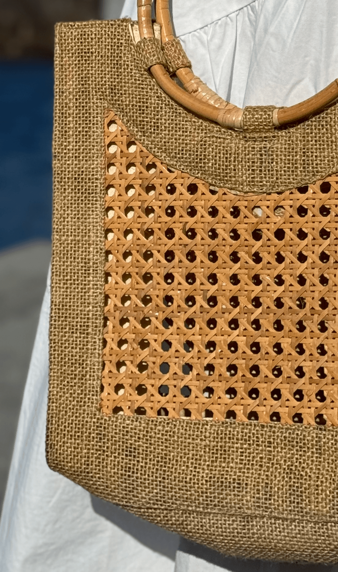 Detail Shot of Wicker Woven Handbag | Mutiara Heritage
