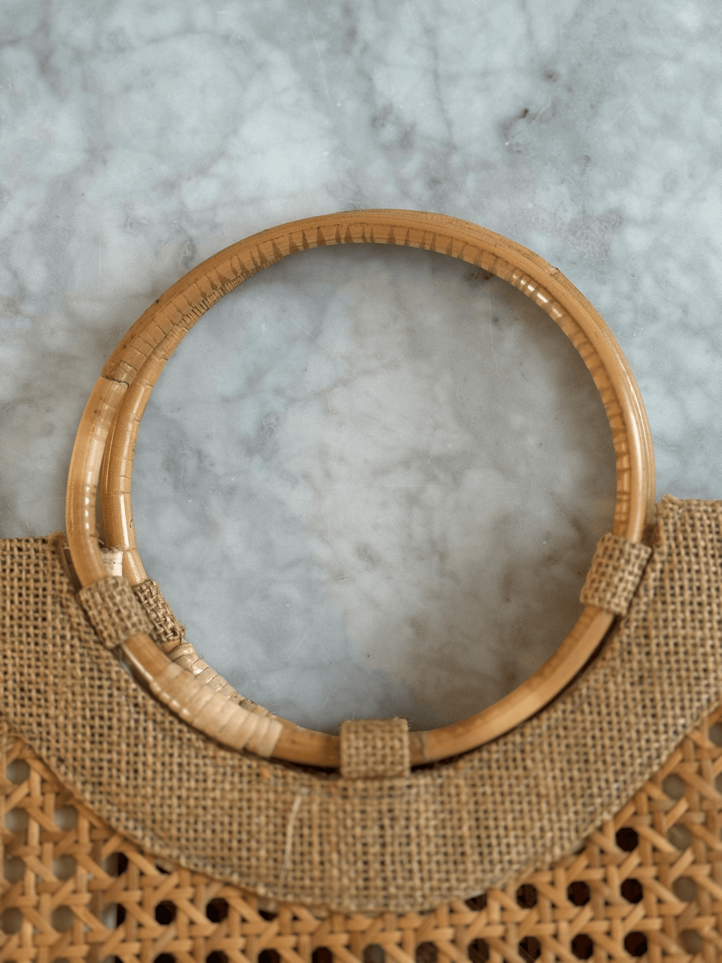 Detail Shot of Wicker Woven Handbag Handles | Mutiara Heritage