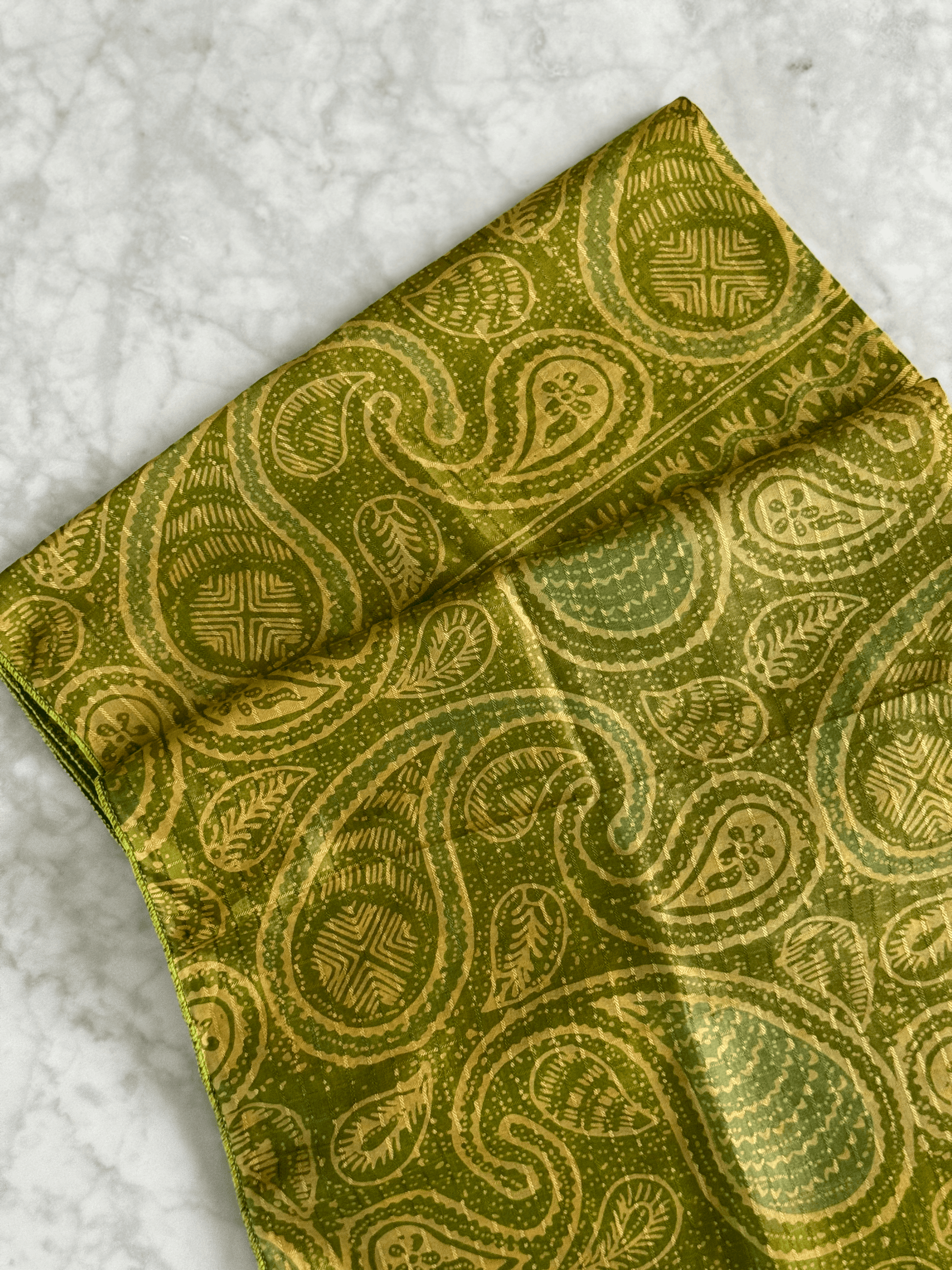 Flat Shot of "Forest" Green 100% Silk Scarf | Mutiara Heritage