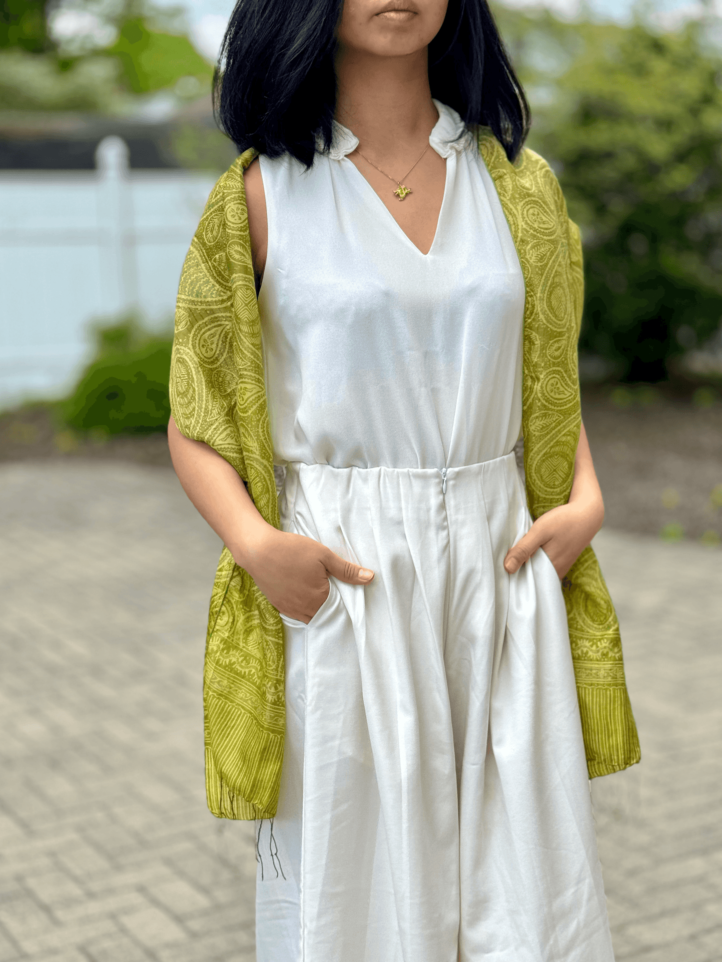 "Forest" Green 100% Silk Scarf | Mutiara Heritage