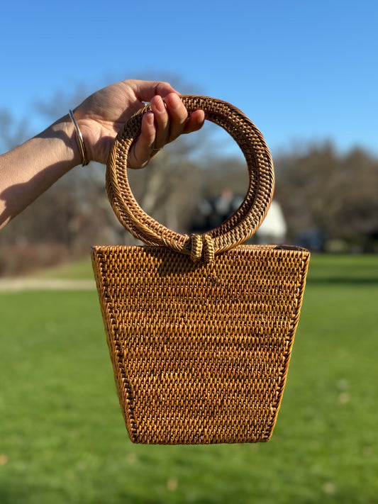 Front view of Galia rattan bag