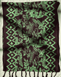 Flat Shot of Green Flower and Geometric Batik Patterned Cotton Scarf - Mutiara Heritage