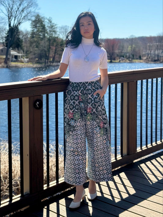 High-Waisted Barrel Ankle Batik Pants