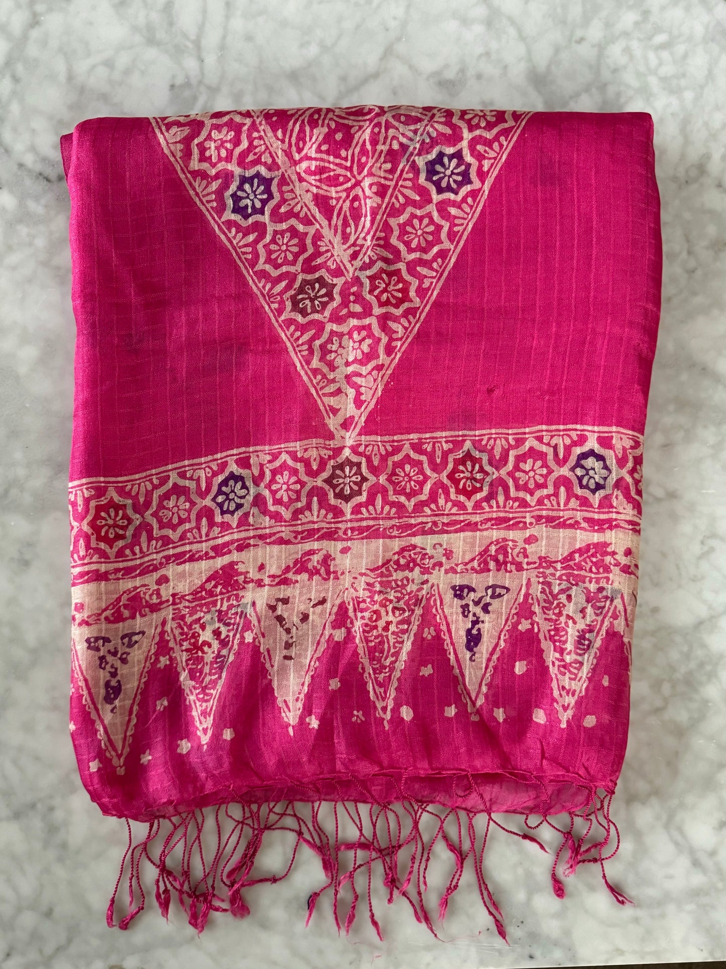 Large Pink Silk Chiffon Scarf Flat Shoot | Mutiara Heritage