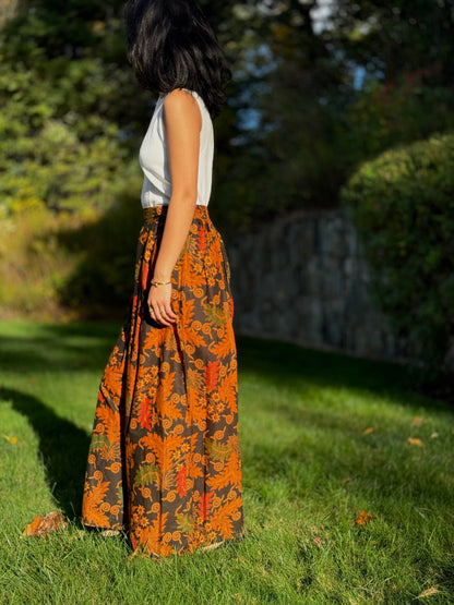 "Leaves" Patterned Culotte Wide Leg Batik Pants - Mutiara Heritage
