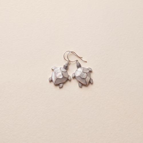 Pair of earrings on a beige background