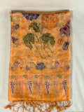 100% Peach Silk Scarf with Peonies Pattern - Mutiara Heritage