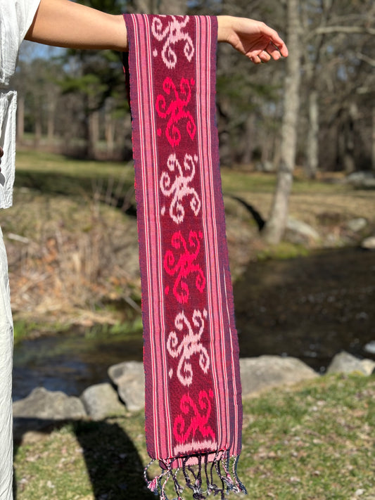 Pink and Red Handwoven Scarf| Mutiara Heritage