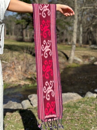Pink and Red Handwoven Scarf| Mutiara Heritage 