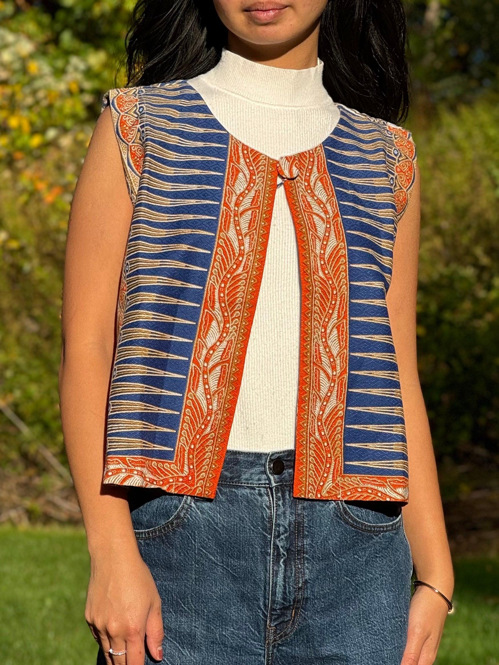 "Poppi" Buttoned Sleeveless Vest Front Shot - Mutiara Heritage