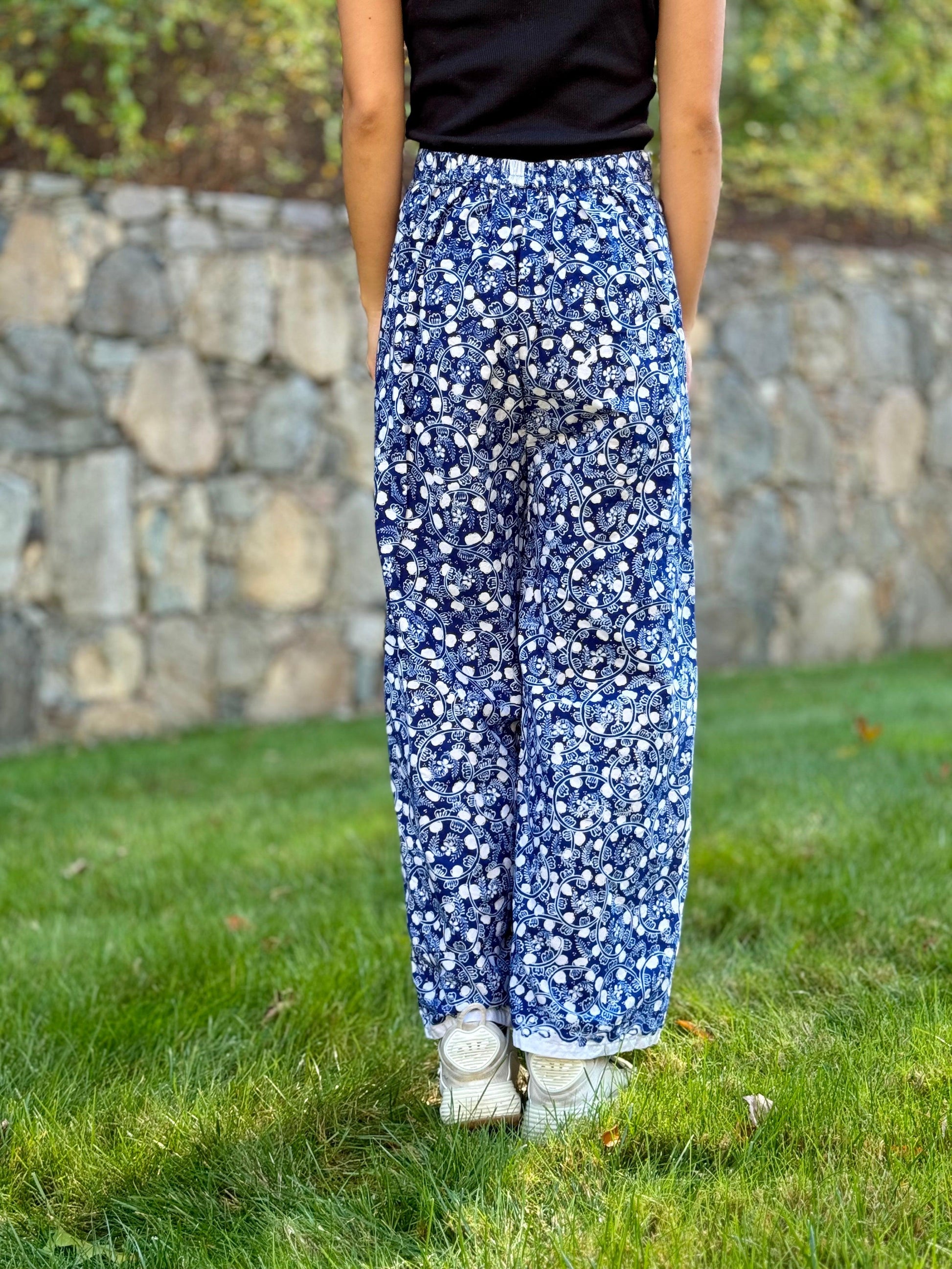 Porcelain Hand Drawn Cotton Batik Pants  Back Shot- Mutiara Heritage