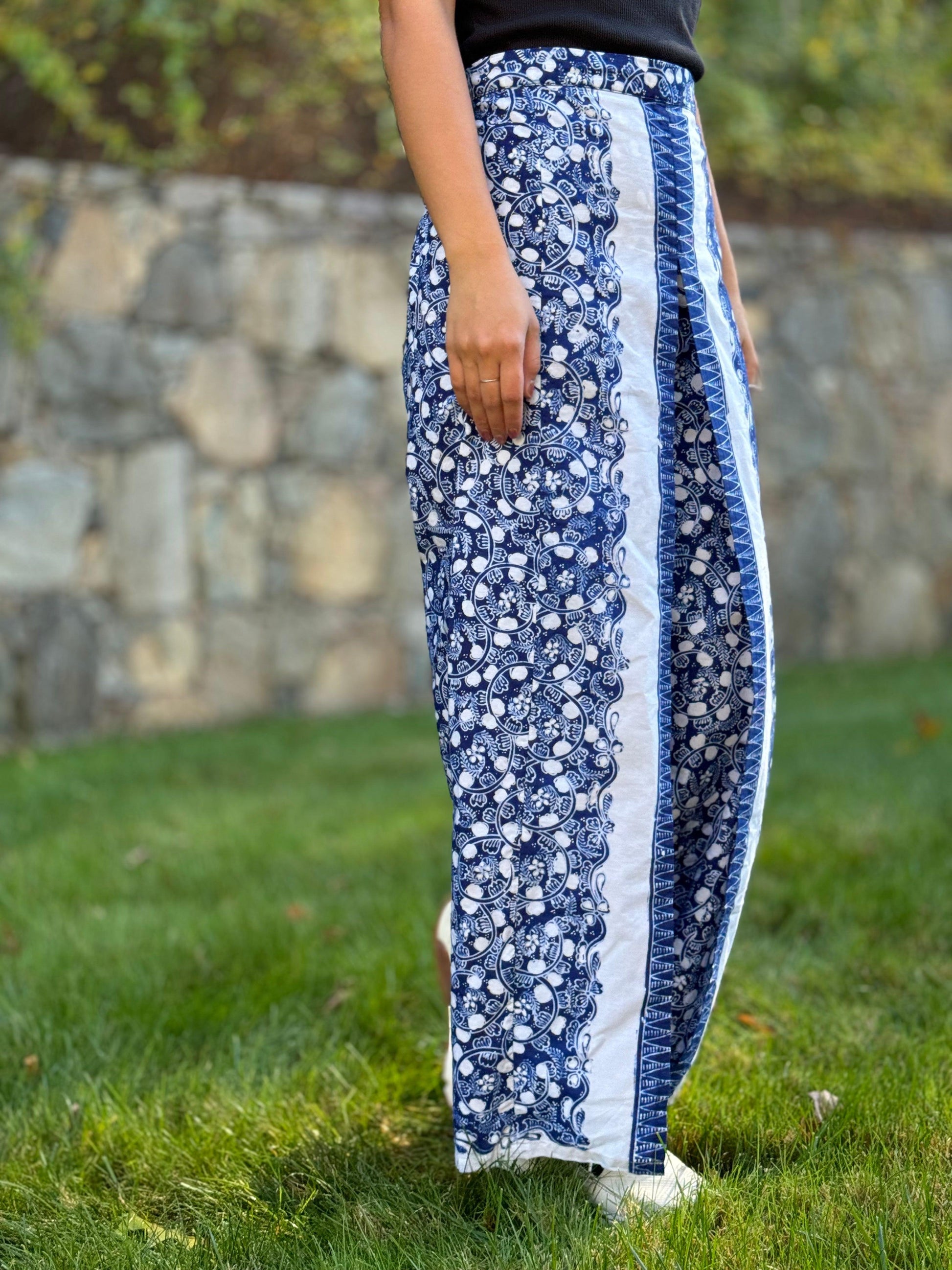 Porcelain Wide Legged Batik Pants Side Shot- Mutiara Heritage