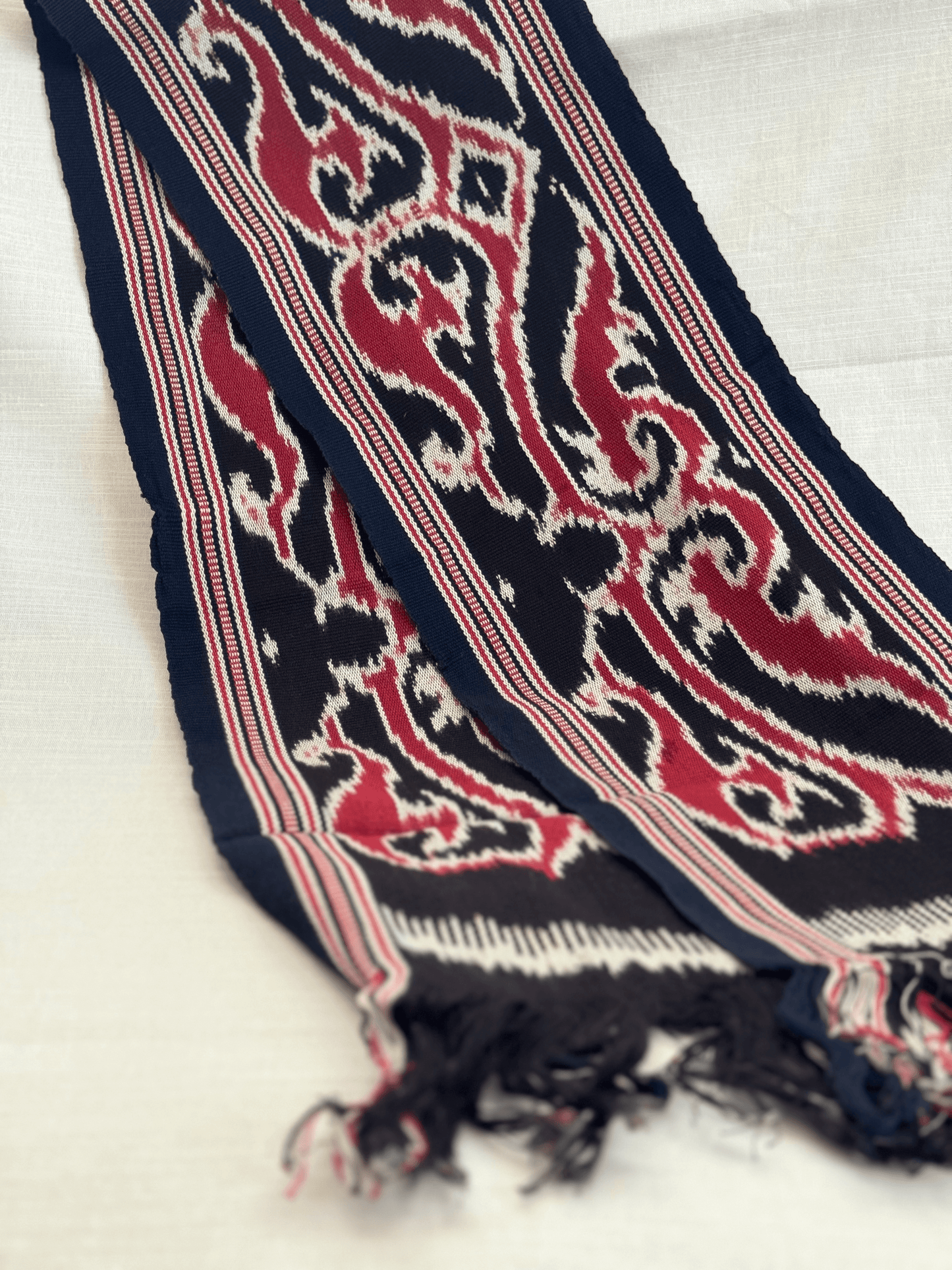 Detailed Shot of Short Handwoven Tenun Scarf | Mutiara Heritage