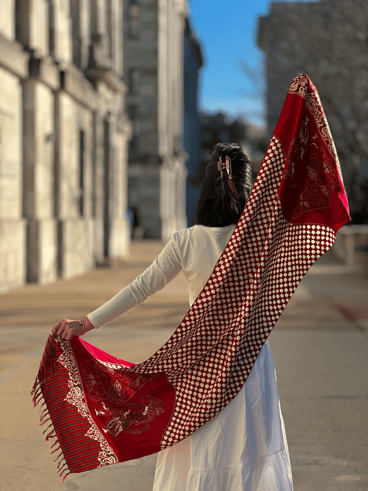 Soft 100% Pure Lightweight Cotton Wayang Batik Classic Scarf - Mutiara Heritage